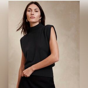 Banana Republic FRANCA CASHMERE PADDED-SHOULDER TOP black size XL